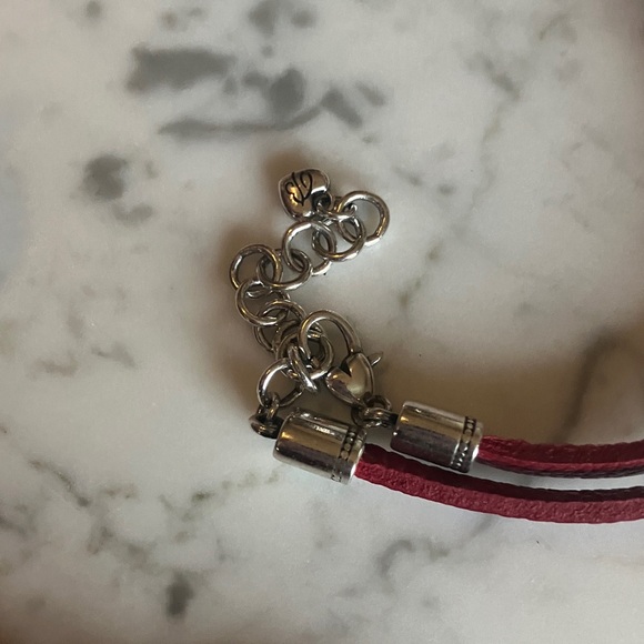 Brighton Red Leather and Silver Oval Necklace - Picture 3 of 5